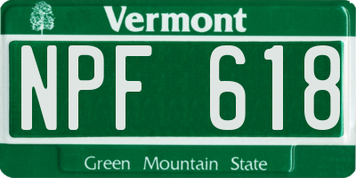 VT license plate NPF618