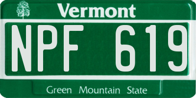 VT license plate NPF619