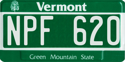 VT license plate NPF620