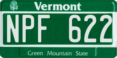 VT license plate NPF622