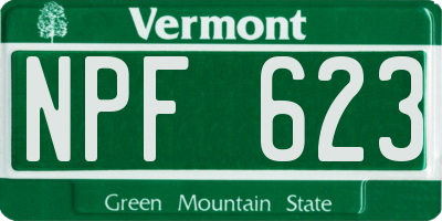 VT license plate NPF623