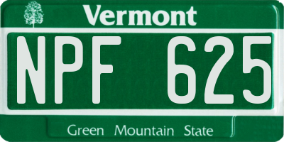VT license plate NPF625
