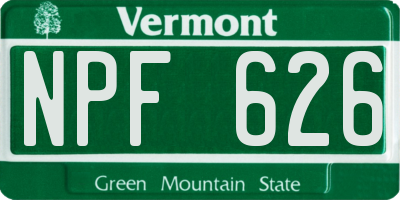 VT license plate NPF626