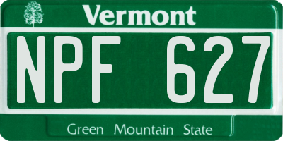 VT license plate NPF627