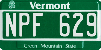 VT license plate NPF629