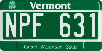 VT license plate NPF631