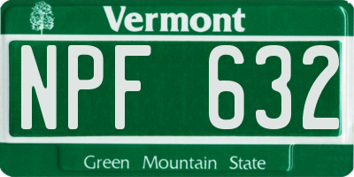 VT license plate NPF632