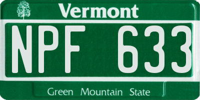 VT license plate NPF633