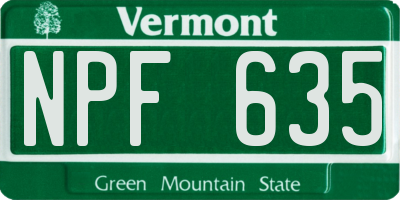 VT license plate NPF635