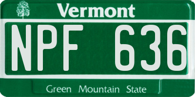 VT license plate NPF636