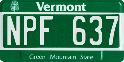 VT license plate NPF637