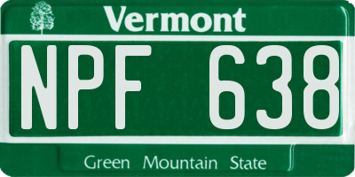 VT license plate NPF638