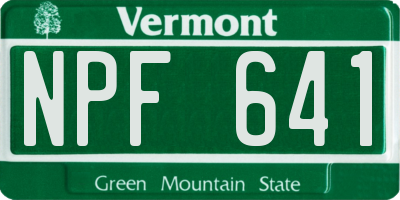 VT license plate NPF641