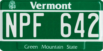 VT license plate NPF642