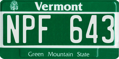 VT license plate NPF643