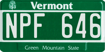 VT license plate NPF646