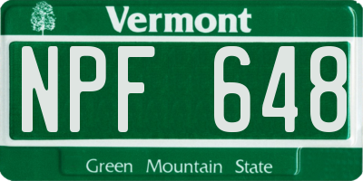 VT license plate NPF648