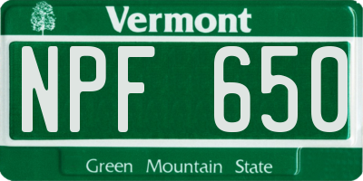 VT license plate NPF650