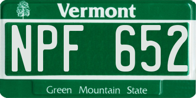 VT license plate NPF652
