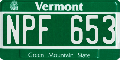 VT license plate NPF653