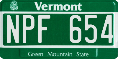 VT license plate NPF654