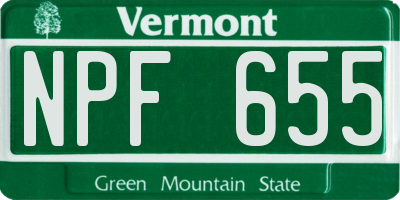 VT license plate NPF655