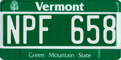 VT license plate NPF658