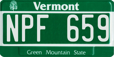 VT license plate NPF659