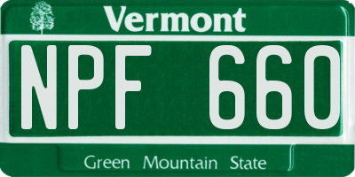 VT license plate NPF660