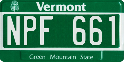 VT license plate NPF661