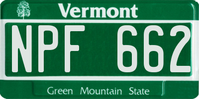 VT license plate NPF662