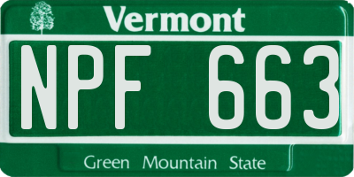 VT license plate NPF663