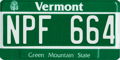 VT license plate NPF664
