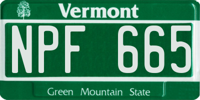 VT license plate NPF665