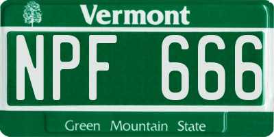 VT license plate NPF666