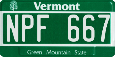 VT license plate NPF667
