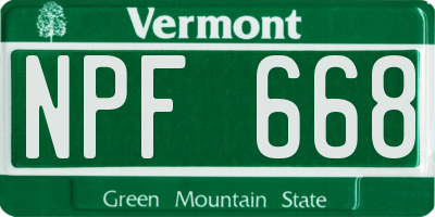 VT license plate NPF668