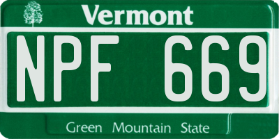 VT license plate NPF669