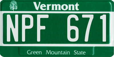 VT license plate NPF671