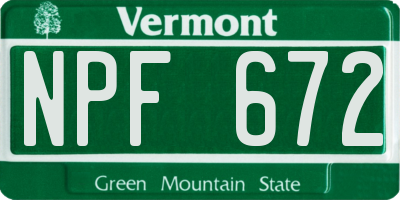 VT license plate NPF672