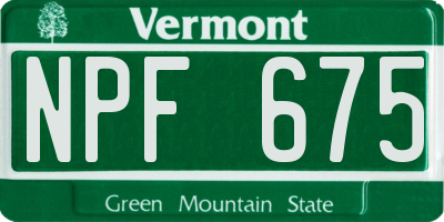 VT license plate NPF675