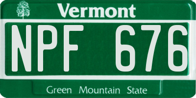 VT license plate NPF676