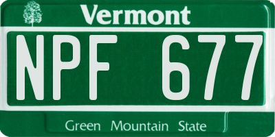 VT license plate NPF677