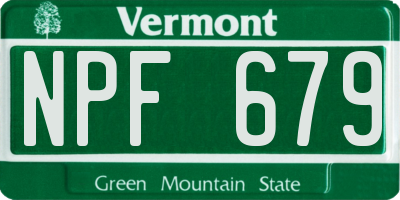 VT license plate NPF679