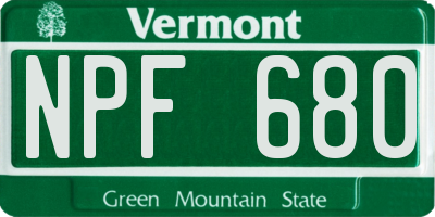 VT license plate NPF680
