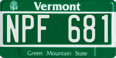 VT license plate NPF681