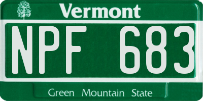 VT license plate NPF683