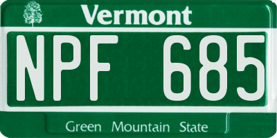 VT license plate NPF685
