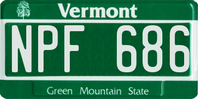 VT license plate NPF686