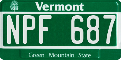 VT license plate NPF687